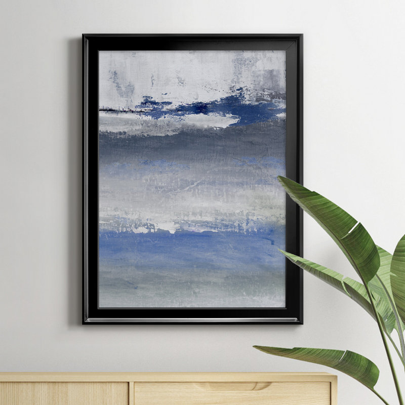 «Soft Solace Indigo», peinture sur toile encadrée, H 18,5 po x l 24,5 po x P 1,5 po, Noir