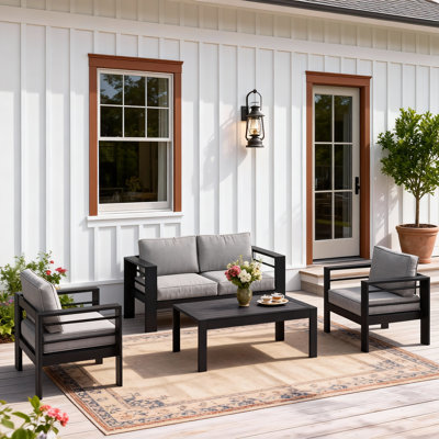 Brandtley Aluminum 4-Person Sofa Seating Group with Cushions
