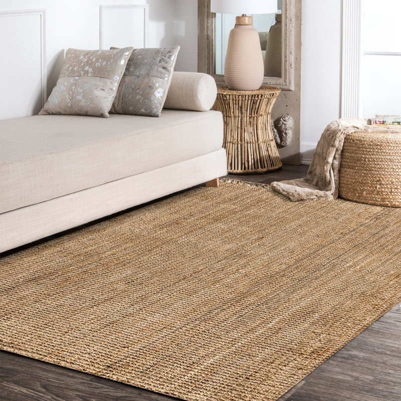 Eastmont Pata Hand Woven Chunky Jute with Fringe Natural Rug, Rectangle 9' x 12'