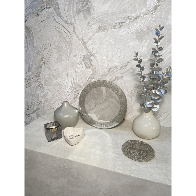 Crozet 10.05m x 53cm Textured Glitter Wallpaper Roll, Grey