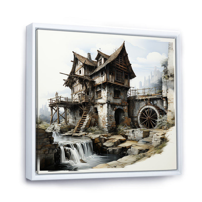 Dessin d'un conte de fées Mills I sur toile, Cadre flottant blanc, H 36 po x l 36 po x P 1,5 po