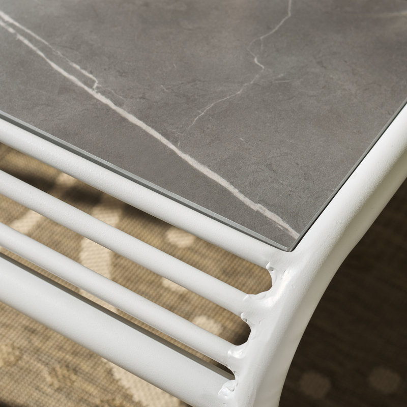 Table en pierre frittée Hydetown, Blanc