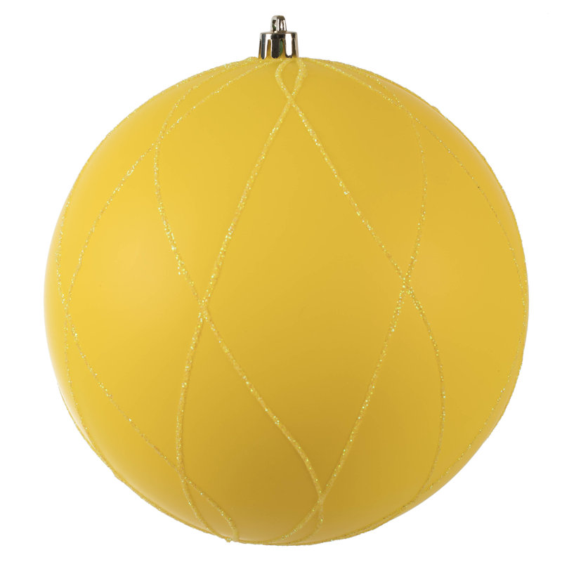 Ornement boule 6 po mat et scintillant, Jaune