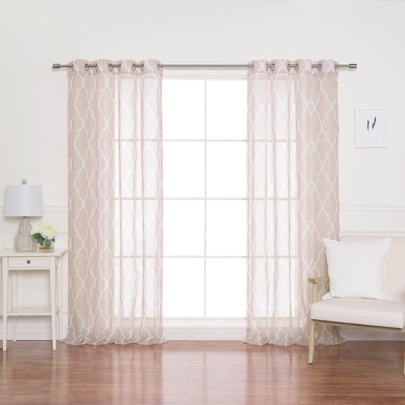 Panneaux de rideaux à oeillets géométriques, Taupe