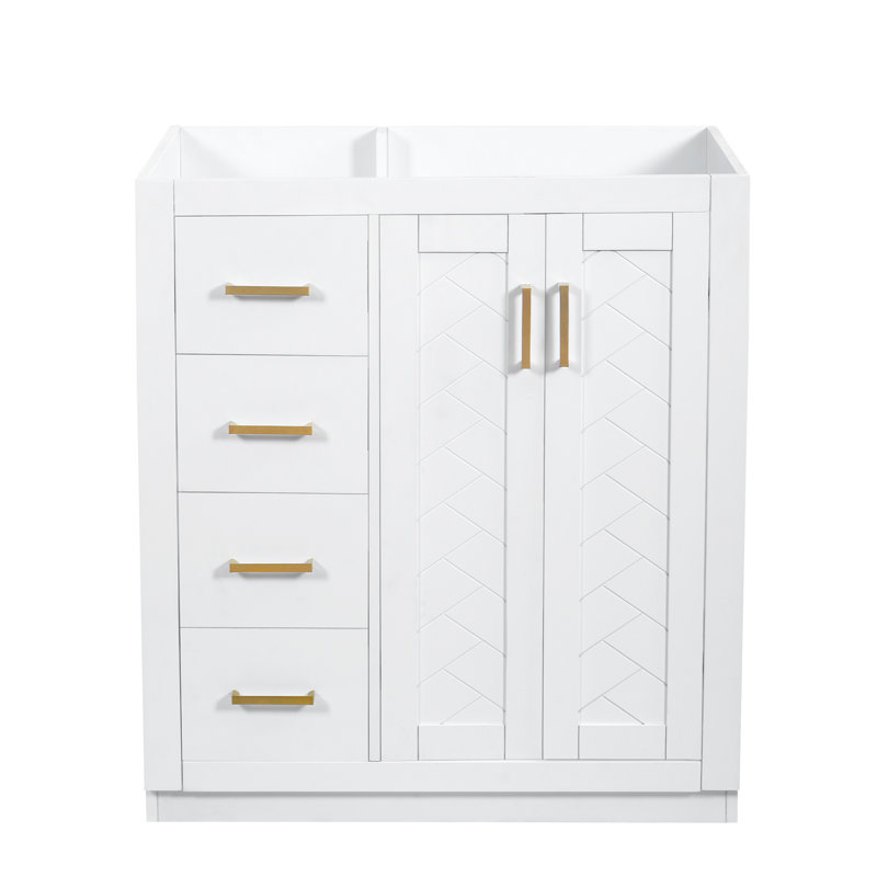 Portes de meuble-lavabo autoportantes 30 po en bois massif + bois manufacturé