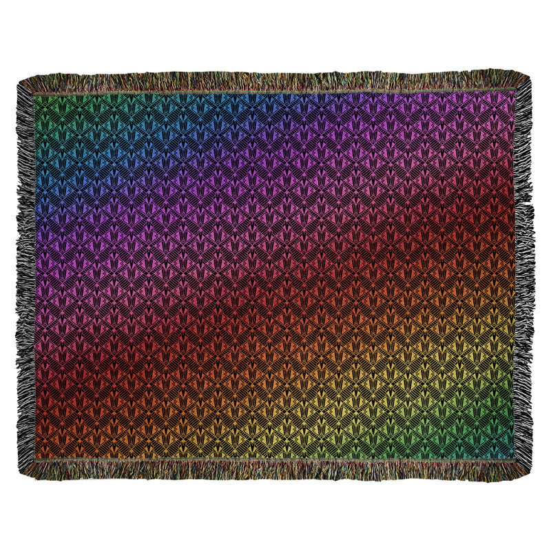 Couverture en coton tissé Katelyn Elizabeth, l 37 po x L 52 po, Noir / rose / rouge