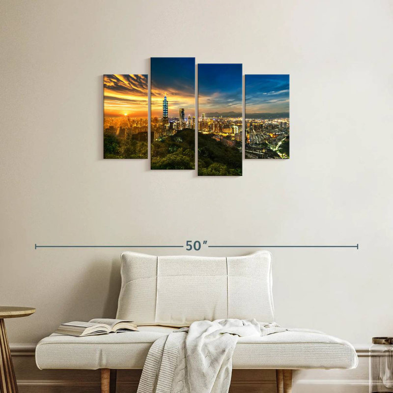 Taipei Cityscape Sunset, 22" H x 36" W