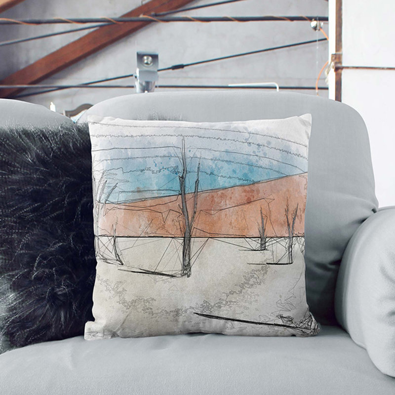 Trees in Namibia Cushion with Filling, 40cm H x 40cm W x 15cm D, Stone