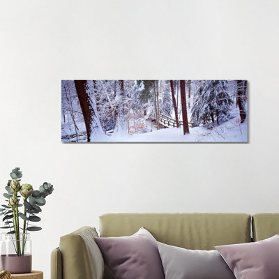 Winter Footbridge Cleveland Metro PArks, Cleveland OH USA - Wrapped Canvas Panoramic Print