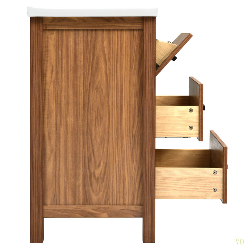 Meuble-lavabo autoportant 24 po avec lavabo en céramique 24 po, meuble-lavabo moderne avec 3 tiroirs