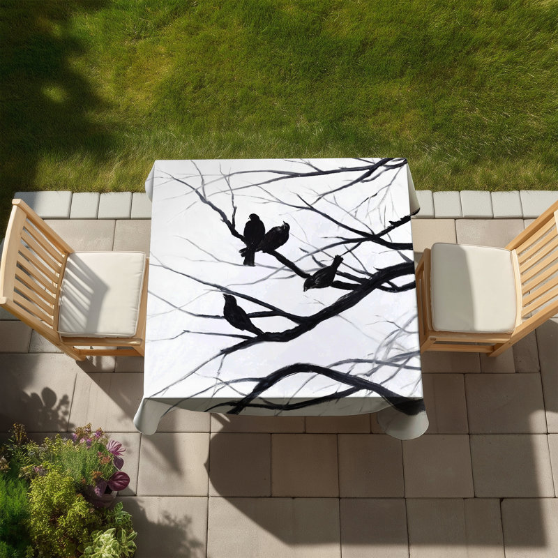 Birds and Branches Silhouette Tablecloth - Monochrome Decor