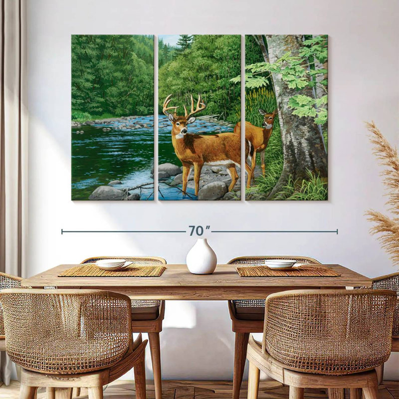Brampt Streamside White Tail Deer, 42" H x 65" W
