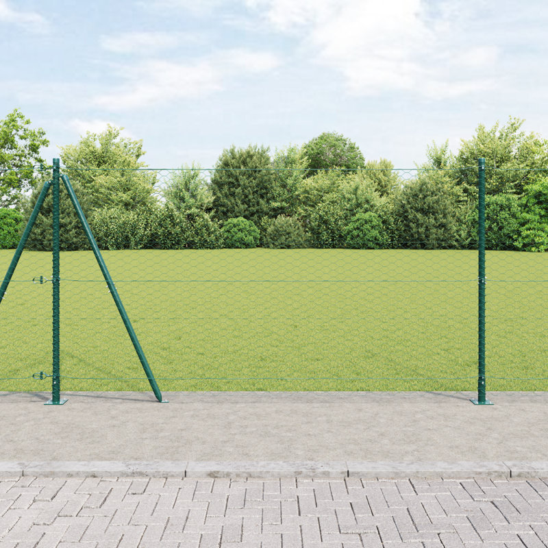 Vidaxl Hexagon Fence Steel, Green, 120cm H x 1000cm W