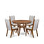 L'ensemble de table de salle à manger 5 pièces comprend une table de cuisine moderne et 4 chaises rembourrées en tissu de lin gris avec dossier haut, noyer antique-1430893979-1421186602