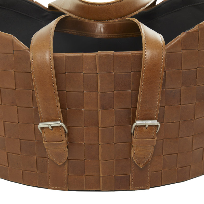 Ensemble de 2 paniers en cuir, Brun