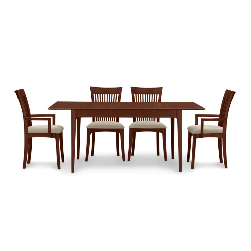 Sarah 4 - Person Solid Wood Top Four Leg Dining Set, Cognac Cherry, 30" H x 60" W x 40" D, Hemp Fabric