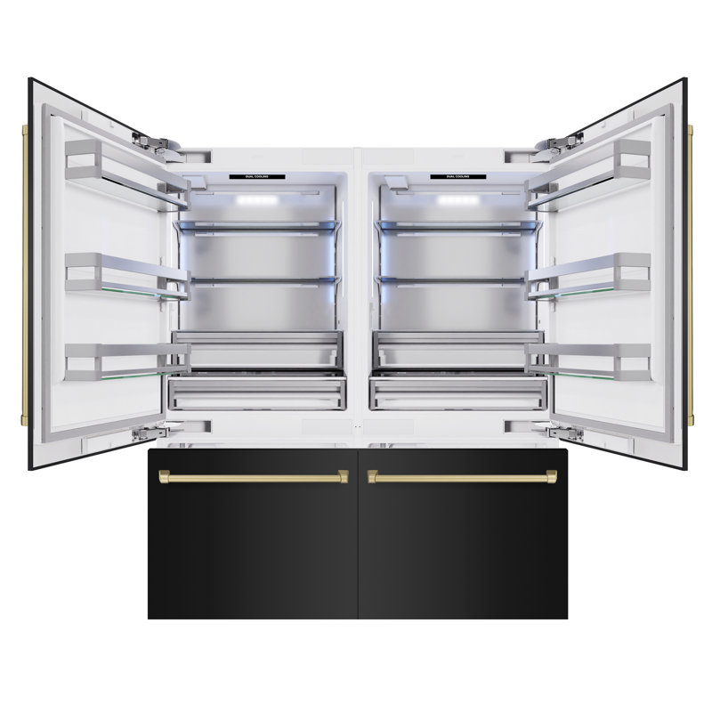 ZLINE Autograph 72 in. Built-In Refrigerator in Stainless Steel w/ Gold Accents, Black Stainless Steel/Champagne Bronze