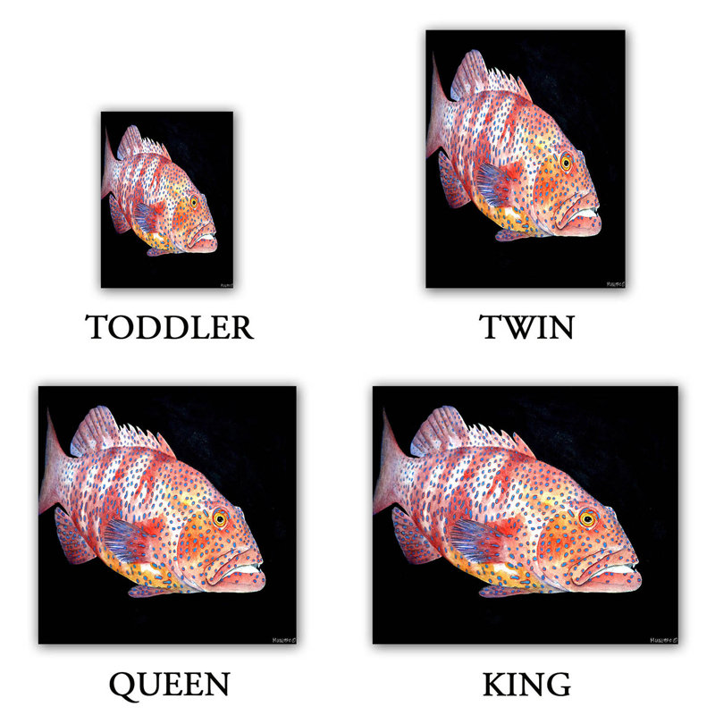 Ensemble de housse de couette poisson à vie en mer profonde, 1 housse + 2 taies très grand lit