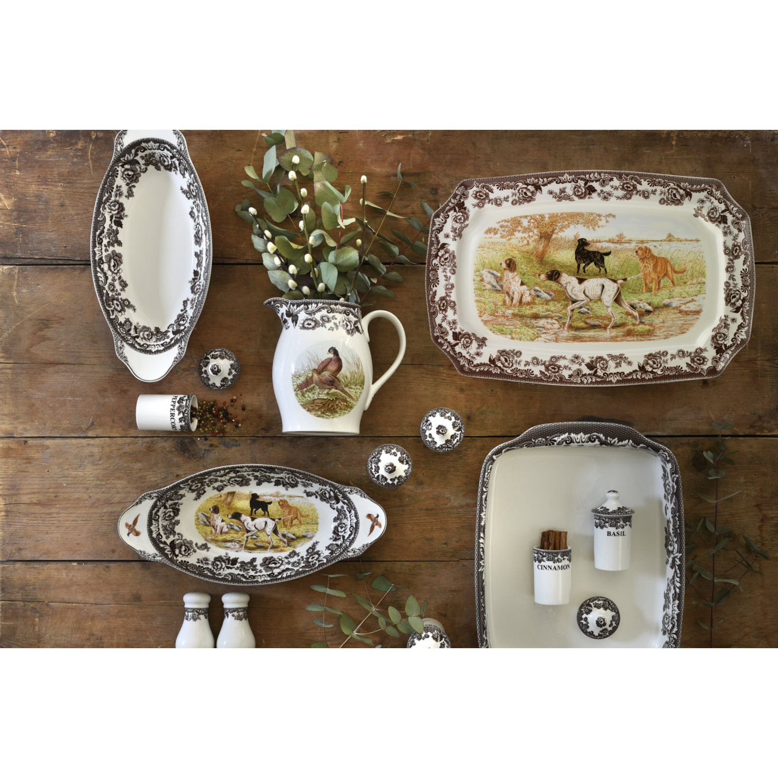 Spode Woodland Dogs Rectangular Platter