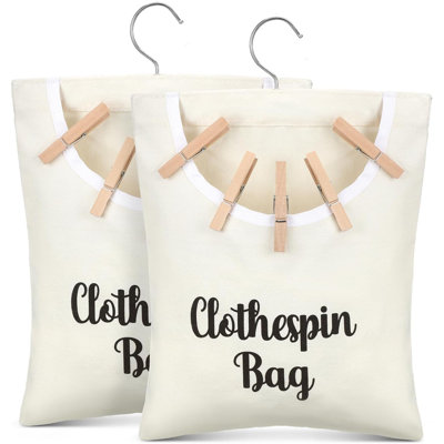 Paquet de 2 sacs de rangement en toile avec épingles à linge et crochets