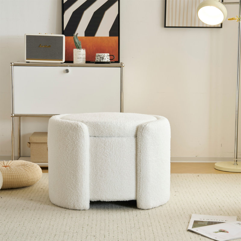 Repose-pieds Cozy Boucle: confort élégant avec rangement dissimulé, Blanc