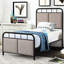 Lit plateforme simple en métal avec revêtement en lin, têtes et pieds en tissu, structure durable, fonctionnement silencieux, assemblage rapide sans complexité, aucun sommier nécessaire, 250 lb