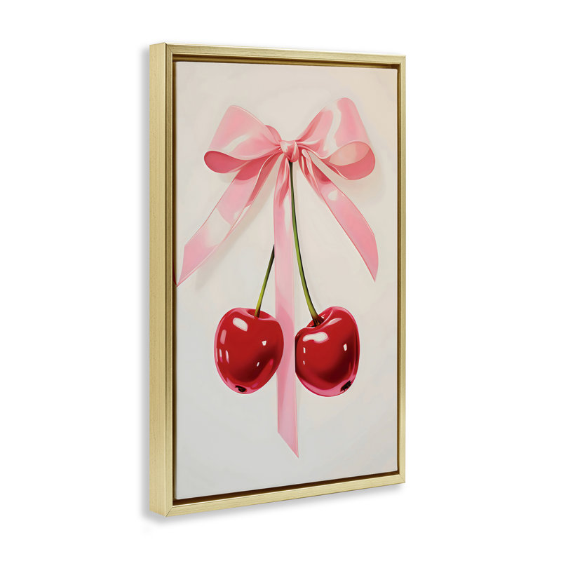 Tied With A Pink Bow Floating Frame, design by Creative Studio, 31" H x 21" W, Metallic Gold Floater Frame