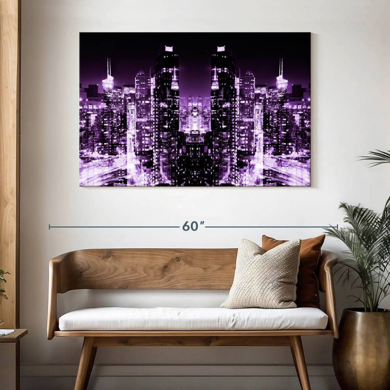 Ravi NYC Reflection - Night Skyline III, H 32 po x l 48 po