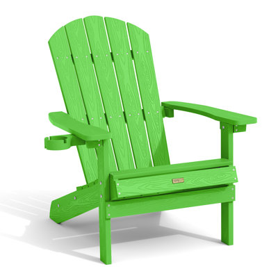 Chaise Adirondack d'extérieur avec porte-gobelet Chaises de patio toutes saisons pour la pelouse, le jardin, le foyer et la cour