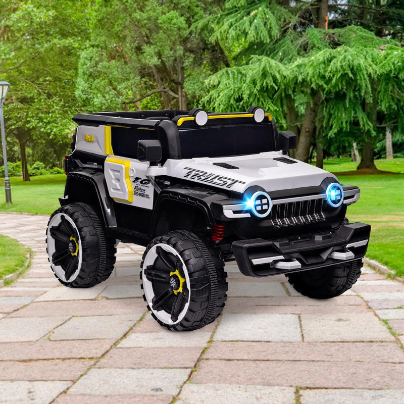 Camion électrique à piles 12V avec télécommande pour enfants 12V, Blanc