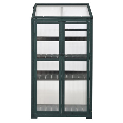 Structure froide portative en bois pour terrasse avec serre de 62 pouces de hauteur TopMAX avec roues et tablettes réglables pour une utilisation intérieure / extérieure