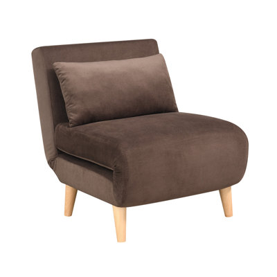  Brown Convertible Sleeper Chair with Toss Pillow