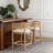 Wood And Rattan Upholstered Arm Counter Stools-1580919263