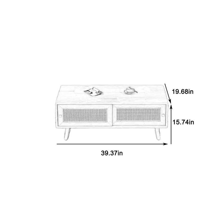 Heavy-Duty Coffee Table with Sliding Storag, 15.74" H x 39.37" L x 19.68" W