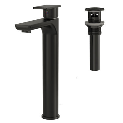 Tall Basin Mixer Tap for Countertop Basin, Matte Black