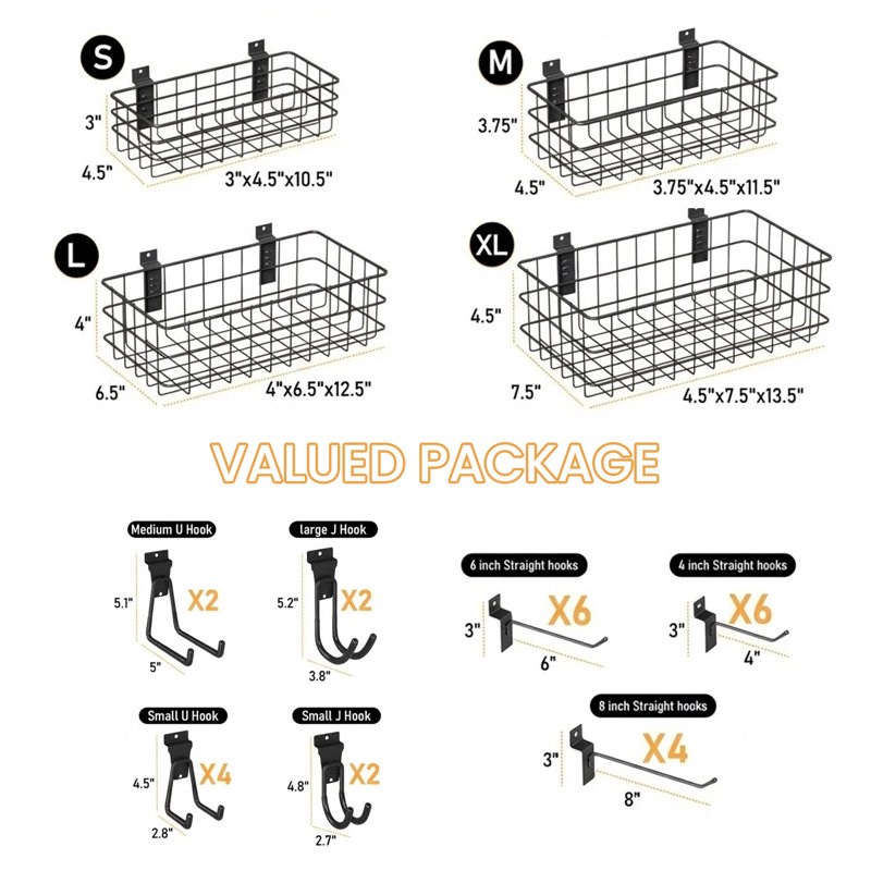 30Pcs Slatwall Accessories Set, Heavy Duty Slatwall Hooks And Baskets