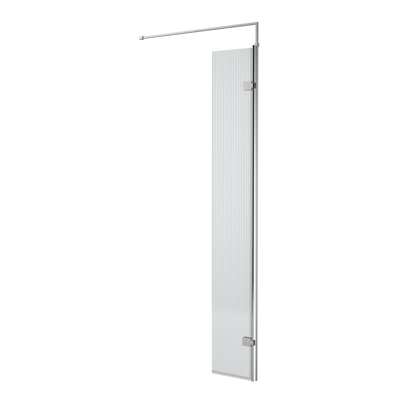 Fluted 322mm W x 1950mm H Frameless Wet Room Screen with Glass