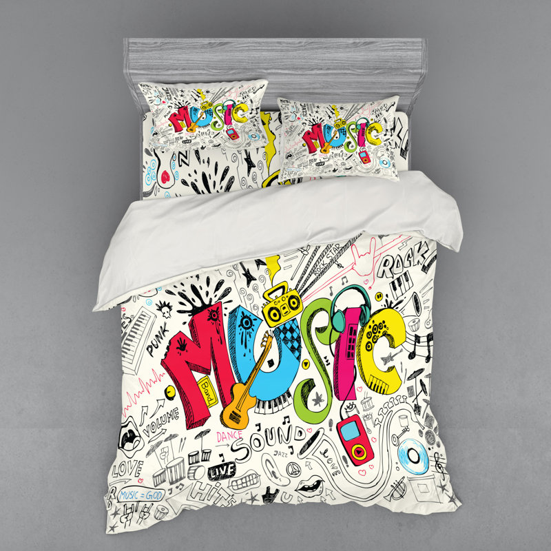 Ensemble de housse de couette music, Housse de couette grand + 3 pièces supplémentair