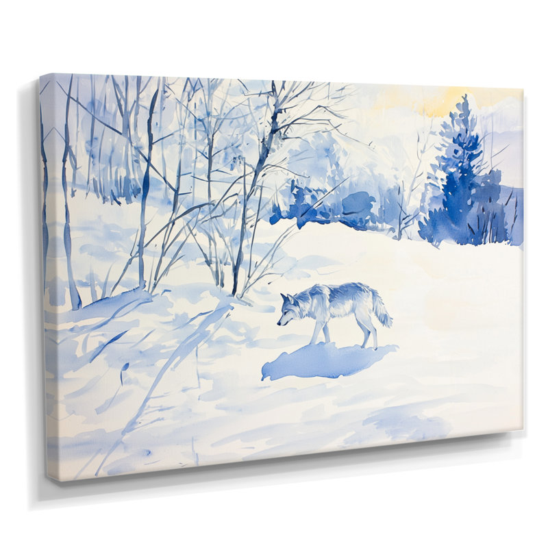 Loup solitude dans la neige II - loup, art mural, H 12 po x l 20 po, Toile tendue, Ne s’applique pas