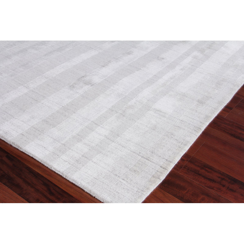 Robin Silk Striped Area Rug in Ivory/Gray, Rectangle 8' x 10'