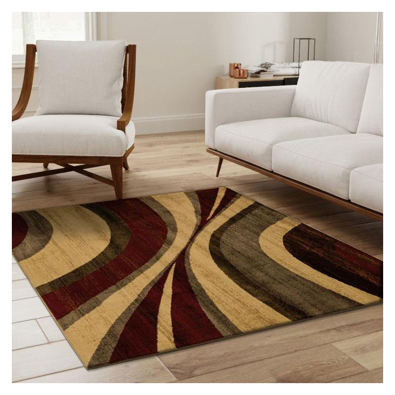 Ivetta Abstract Beige Area Rug, Square 5'3"