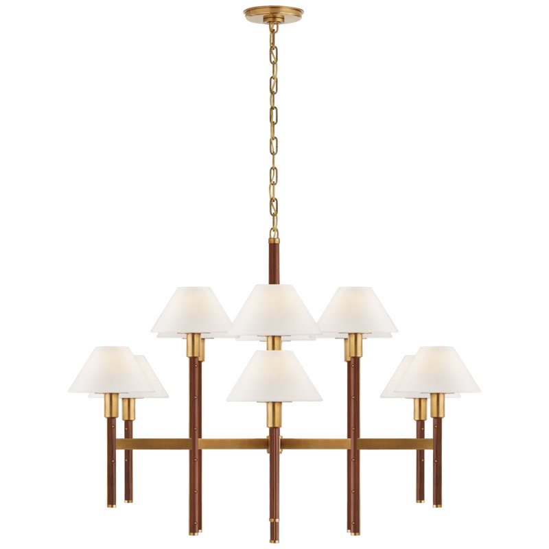Radford 12 - Light Chandelier, Natural Brass/Natural Rift Oak