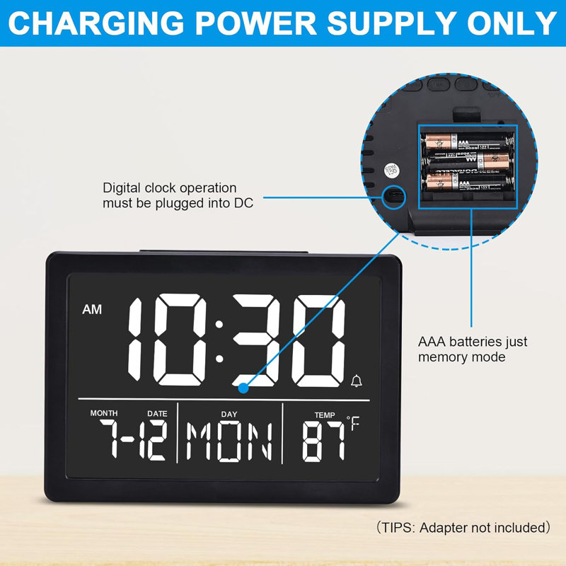 Amigco Digital Electric Tabletop Clock with Alarm Black