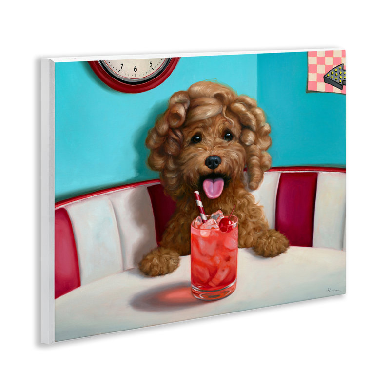 «Dog at Diner with Drink», art mural par Lucia Heffernan