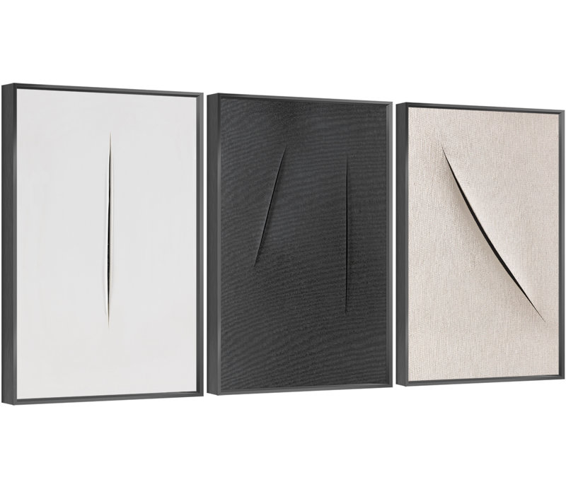 Partition en aluminium encadré, ensemble de 3 reproductions d'art encadrées sur toile, H 16,3 po x l 36,3 po x P 1,65 po