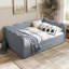 Lit de jour confortable à carreaux vichy, format double, avec lit gigogne simple, tissu en lin, adorable motif ondulé, port USB et sans sommier requis.-471457501