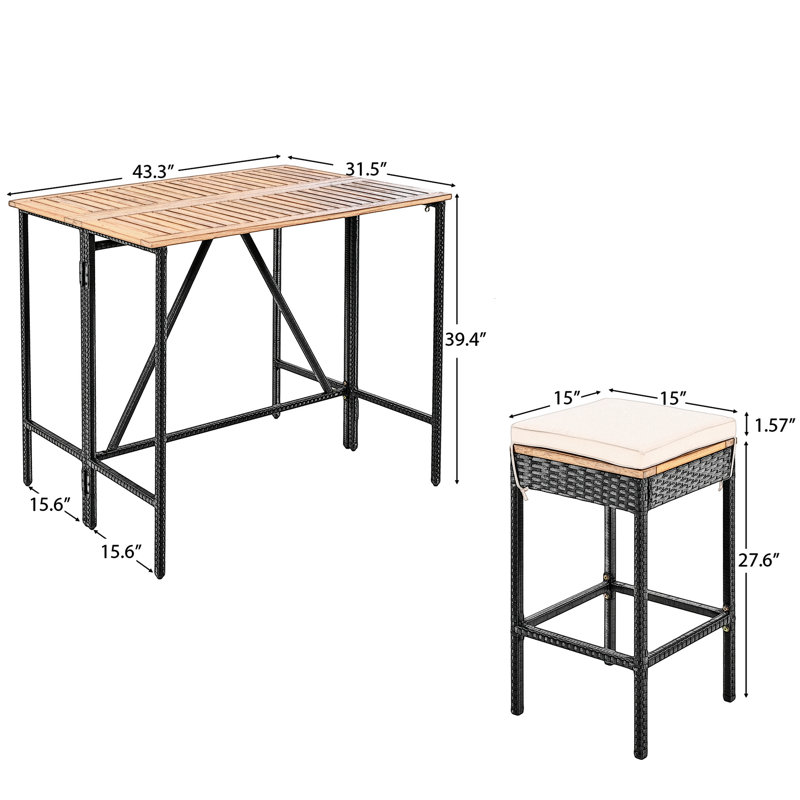 4 - Person Rectangular Outdoor Counter Height Dining Set