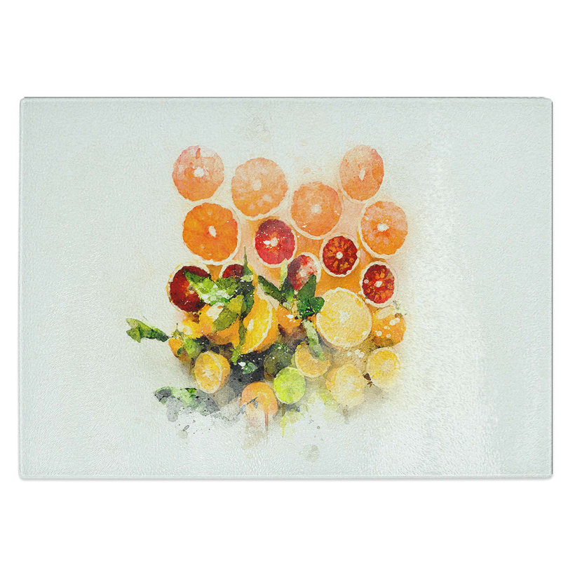 Tempered Glass Citrus Fruits Chopping Board, 39 cm W x 28.5 cm L