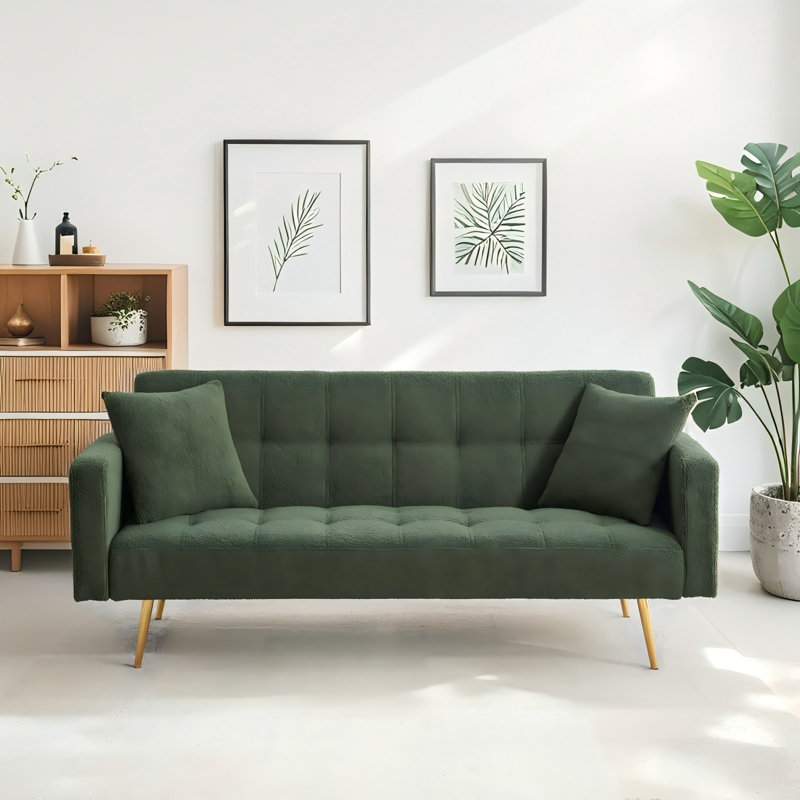 Canapé-lit 71,7 po en molleton beige, Vert