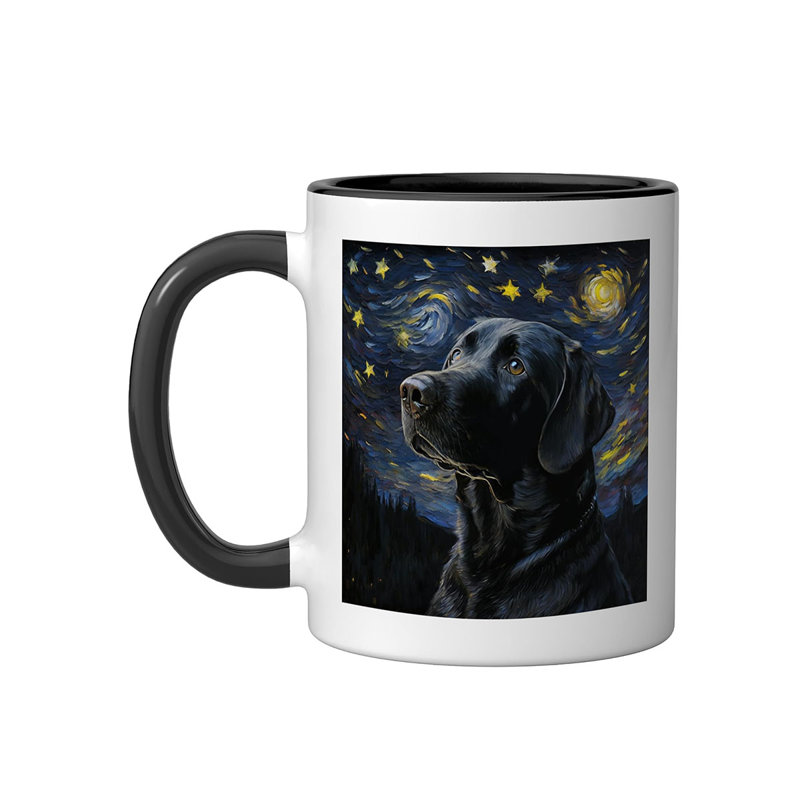 Dog Animal Ceramic Mug, Black/White, 11oz